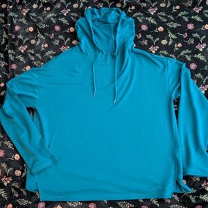 Athletic Works Women's Teal French Terry Lightweight Mock Neck Hoodie